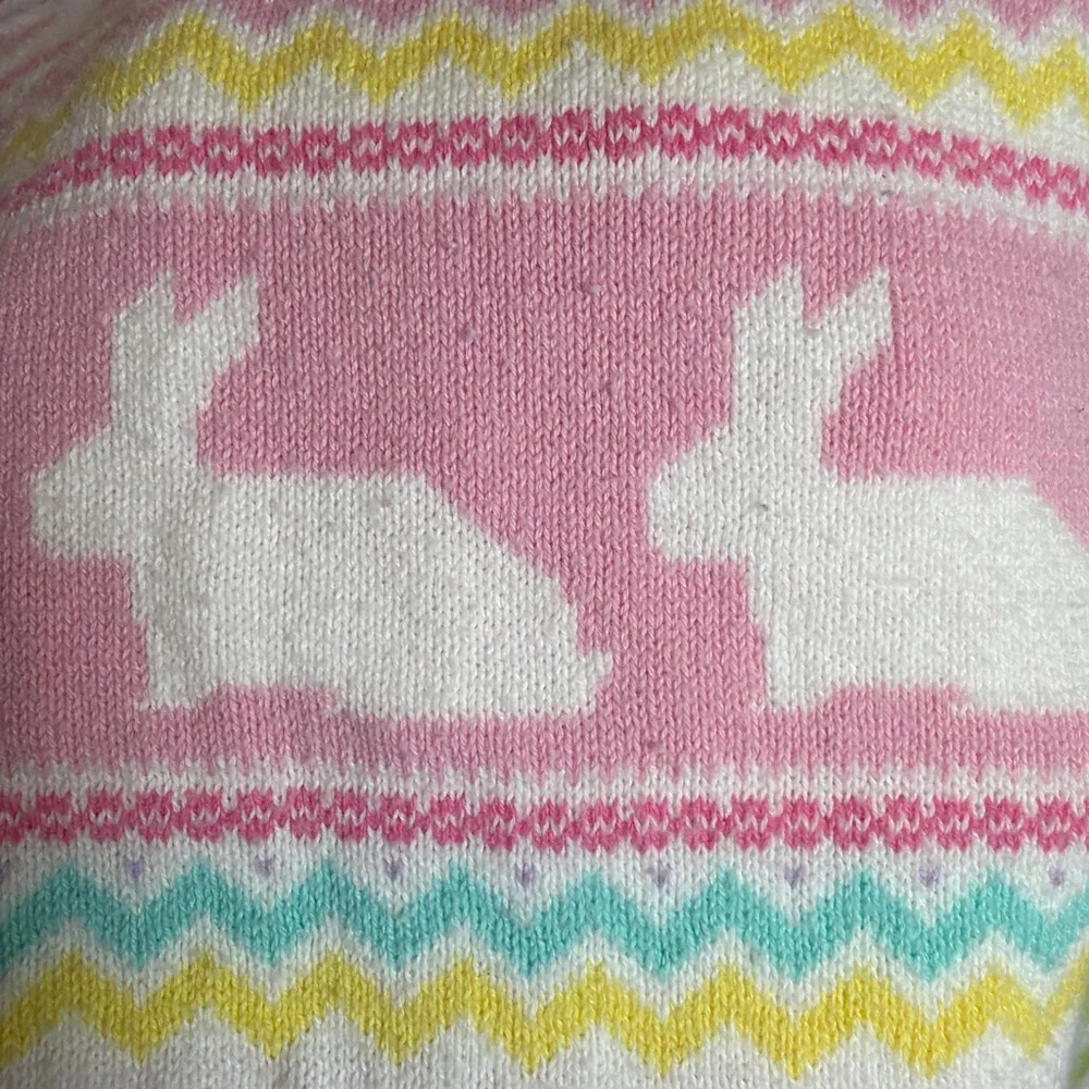 Gymboree Bunny Spring Flower Easter Intarsia Cotton Knit Sweater Dress Sz 8 EUC